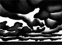  Wolken 1/70, 1970, schwarzer Kugelschreiber auf Leinwand, 75 x 100 cm