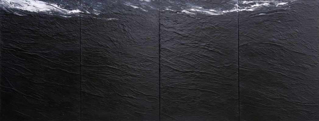 Westmännerinseln 02/18.06.08, 2008, Acryl auf Leinwand, 240 x 620 cm, 4-teilig