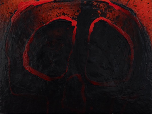Vulkan 27/2021, Acryl auf AluDibond, 90 x 120 cm