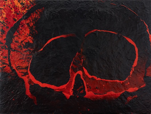 Vulkan 5/2021, Acryl auf Fotografie auf LupuBond, 90 x 120 cm
