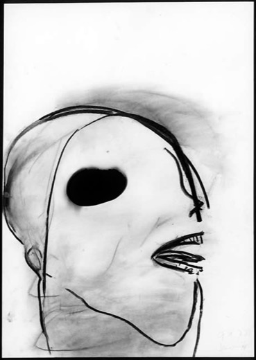 Kopf 9.1.77, 1977, Kohle auf Papier, 62,5 x 44,5 cm