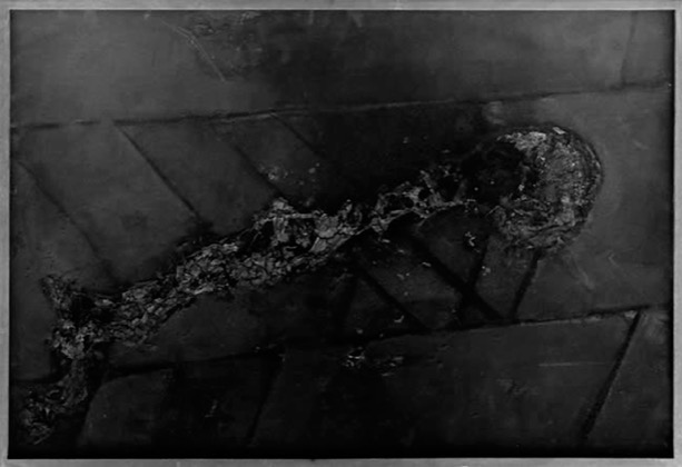 Krematorium 3.4.84/2, 1984, Gouache auf Hartfaser, 80 x 120 cm