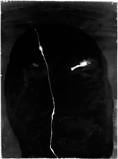 Kreuzweg I 1977-1979, Kopf 30.8.79, Gouache, gerissen, 105 x 75 cm