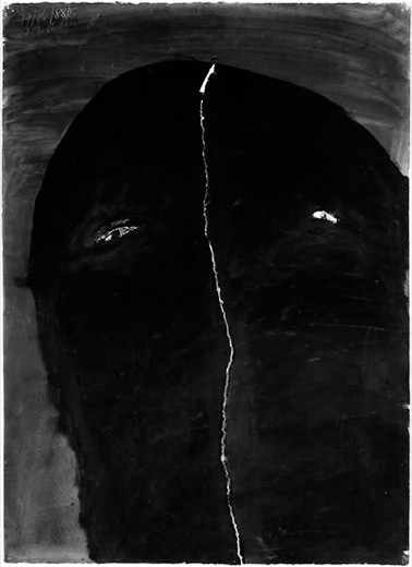 Kreuzweg II 1979-1988, Kopf 79/86/88/5, Gouache, gerissen, 105 x 75 cm
