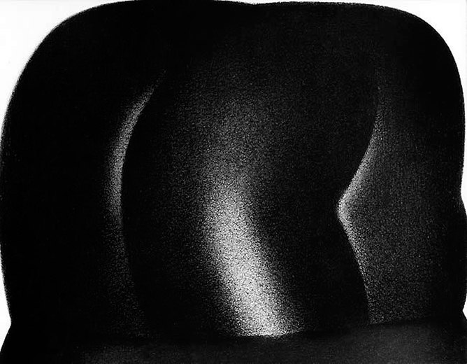 Vulkan 52/68, 1968, schwarzer Kugelschreiber auf Leinwand, 76 x 100 cm