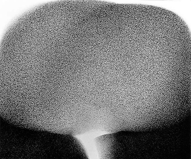 Vulkan 54/68, 1968, schwarzer Kugelschreiber auf Leinwand, 100 x 120 cm