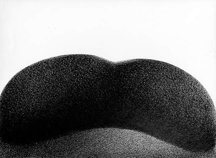 Vulkan 73/68, 1968, schwarzer Kugelschreiber auf Leinwand, 50 x 70 cm