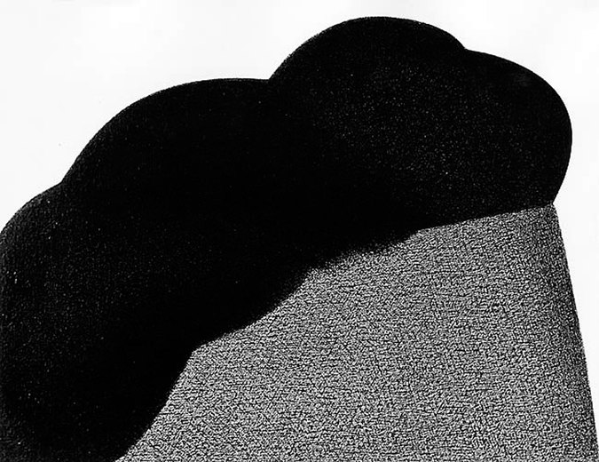 Vulkan 75/68, 1968, schwarzer Kugelschreiber auf Leinwand, 76 x 100 cm