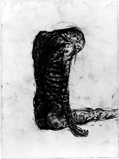 Nervenkrankenhaus Bayreuth 12.8.78, 1978, Kohle auf Papier, 105 x 75 cm