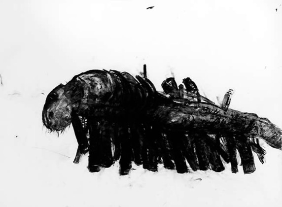 Verbrennung 7.1.80, 1980, Farbe/Kohle auf Papier, 75 x 105 cm