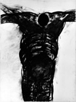  Kreuzigung 15.10.77, 1977, Kohle auf Papier, mit eingebranntem Loch, 105 x 75 cm